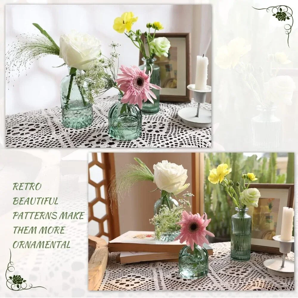 Green Glass Bud Vase Set of 22, Small Vases for Flowers, Clear Glass Vases for C - Picture 3 of 7